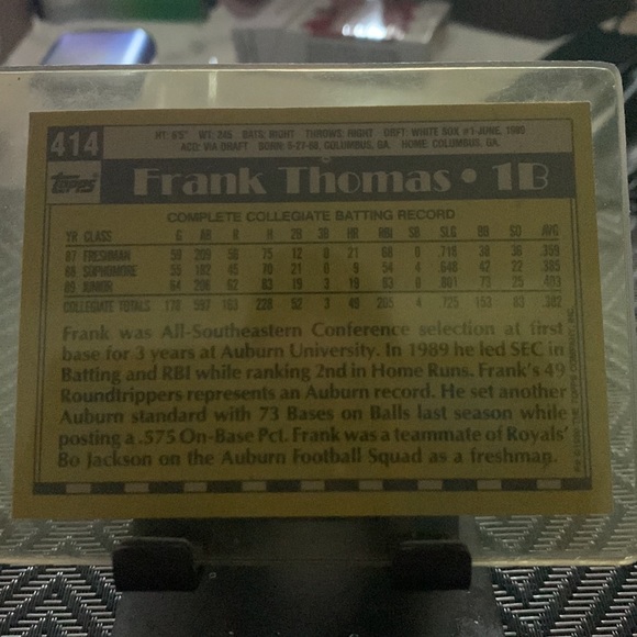 Frank Thomas rookie card. Straight from pack to the case when I was a kid. - Picture 2 of 2